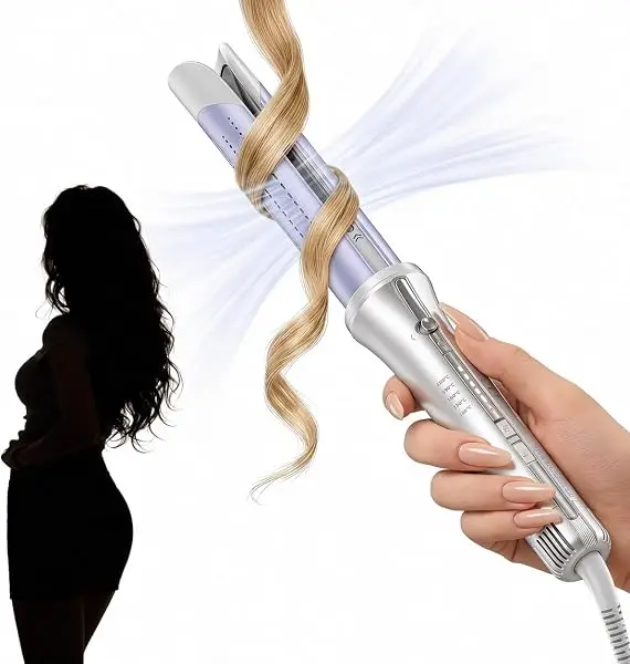SHEGLAM 32mm One Touch Automatic Curling Iron with Cool Air – Long-Lasting Curls for Bouncy or Wavy Styles, Low Burn Risk, Fast Heat-Up for Medium to Long Hair