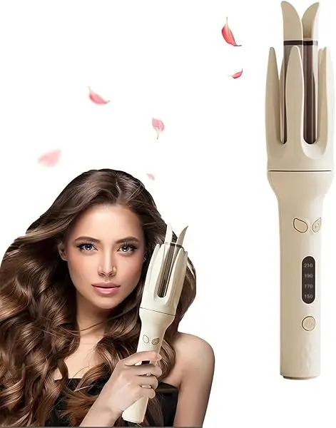 Automatic Hair Curler, One-Click Rotating Curling Iron with 4 Temps & 3 Timers, Ceramic Waver with Anti-Scald, Auto-Off & Dual Voltage for Travel