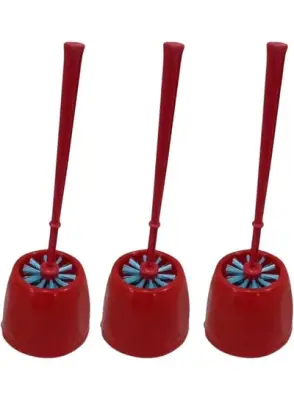 Red Toilet Brush Set with Holder, Durable Bathroom Cleaning Brush, Non-Slip Grip, Sturdy Toilet Bowl Cleaner, Easy to Cl