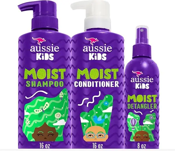 Aussie Kids Hair Care Bundle Set Including: Shampoo (16 Fl Oz), Conditioner (16 Fl Oz) & Detangler Spray (8 Fl Oz), Paraben- Freem Sulfate-Free, Dye-Free, Cruelty-Free, Tangle-Free Styling