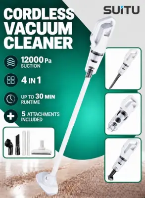 Cordless Handheld Vacuum Cleaner 120W 12000Pa Powerful Suction, 4-in-1 Lightweight Wet & Dry Vacuum with Detachable Batt