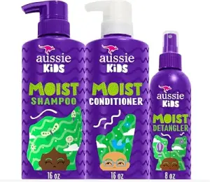 Aussie Kids Hair Care Bundle Set Including: Shampoo (16 Fl Oz), Conditioner (16 Fl Oz) & Detangler Spray (8 Fl Oz), Para