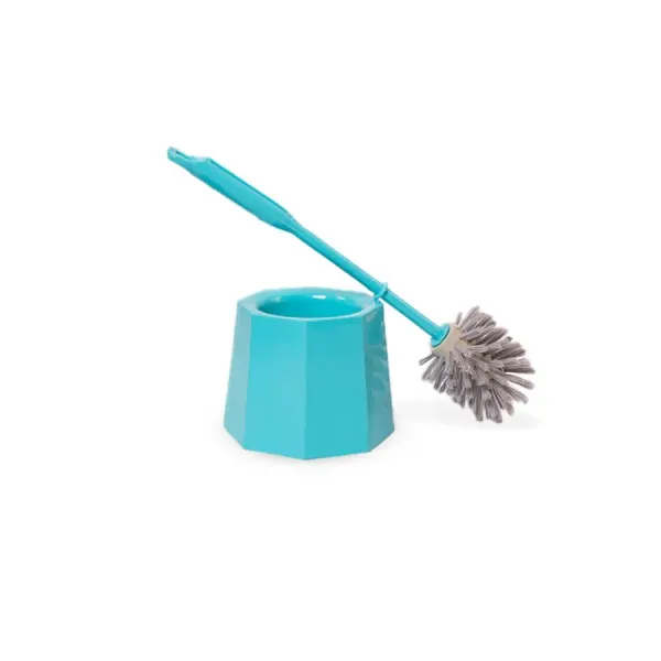 Toilet Brush with Caddy (Deluxe) – Heavy Duty Bathroom Toilet Brush & Holder Set, Ergonomic Long Handle Deep Cleaning Scrubber with Freestanding Sanitary Storage Caddy