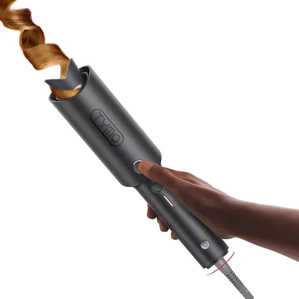 TYMO Automatic Rotating Curling Iron - TYMO CURLPRO Beach Waves Curling Wand, Portable Hair Curler, 500 Million Ionic, Dual Voltage & Lightweight for Travel, Ceramic Coating, Metallic Gray, 32mm