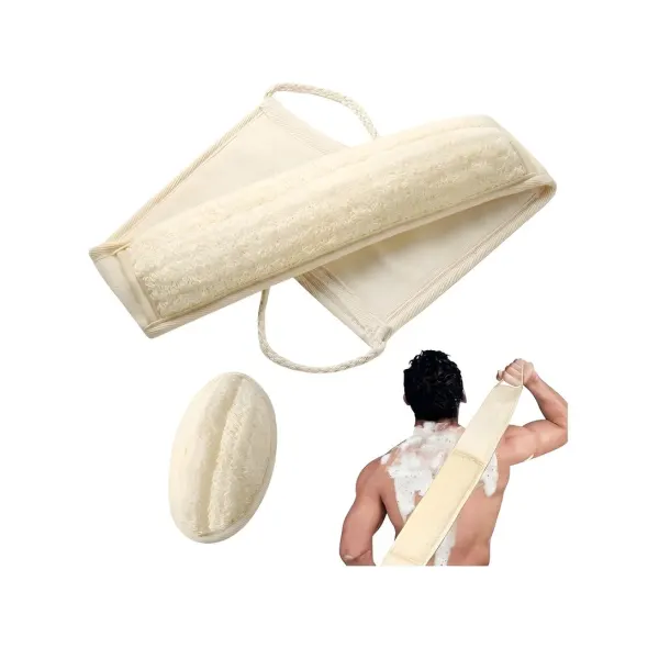 Natural Loofah Exfoliating Back Scrubber Set, Loofah Sponge Pads, Body Sponge Scrubber, Eco-Friendly & Biodegradable Shower Luffa Sponge, Deep Clean & Invigorate Your Skin for Men and Women