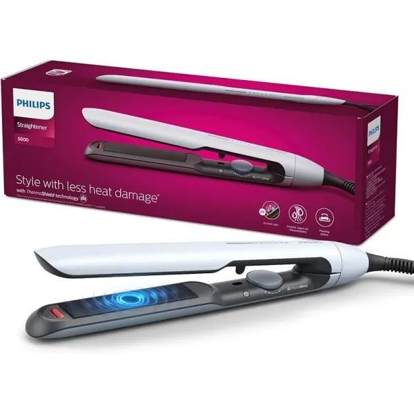 Philips Straightener 5000 Series BHS520/03 | ThermoShield Technology | ArganOil-Infused Plates | 2x Ionic Care | 12 Heat Settings 120°C - 230°C | Flating Plates | Cool Tips | Heat Resistant Mat