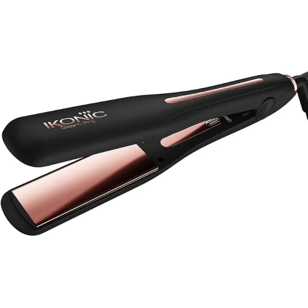IKONIC Hair Straightener Gleam Pro, Black | Super-thin 3.8 cm Plates | Ergonomically Slim | Digital Temperature Control | Safety Auto Shutoff | Advanced Surface