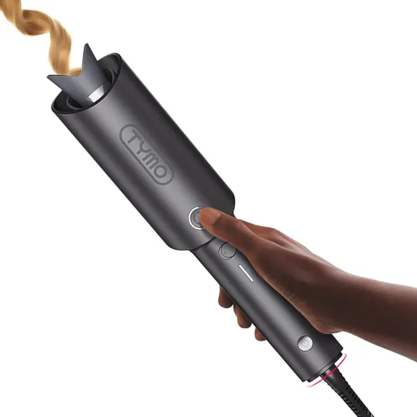 TYMO Automatic Rotating Curling Iron - TYMO CURLPRO Beach Waves Curling Wand, Portable Hair Curler, 500 Million Ionic, Dual Voltage & Lightweight for Travel, Ceramic Coating, Metallic Gray, 25mm
